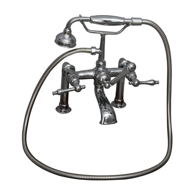 Barclay Products Clawfoot Rim-Mounted Filler with Hand-Held Shower – Metal Lever Handles