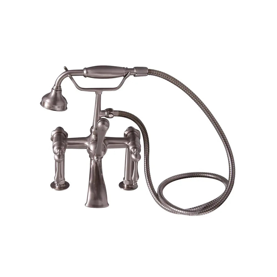 Barclay Products Clawfoot Rim-Mounted Filler with Hand-Held Shower – Metal Lever Handles