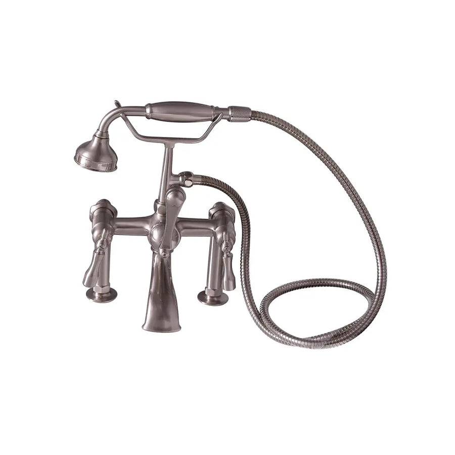 Barclay Products Clawfoot Tub Rim-Mounted Filler with Hand-Held Shower – Metal Lever 2 Handles