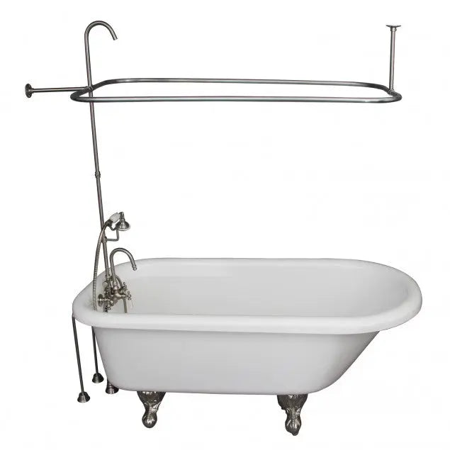 Barclay TKADTR60-WBN2 Anthea 60″ Acrylic Roll Top Tub Kit in White – Brushed Nickel Accessories Barclay Products