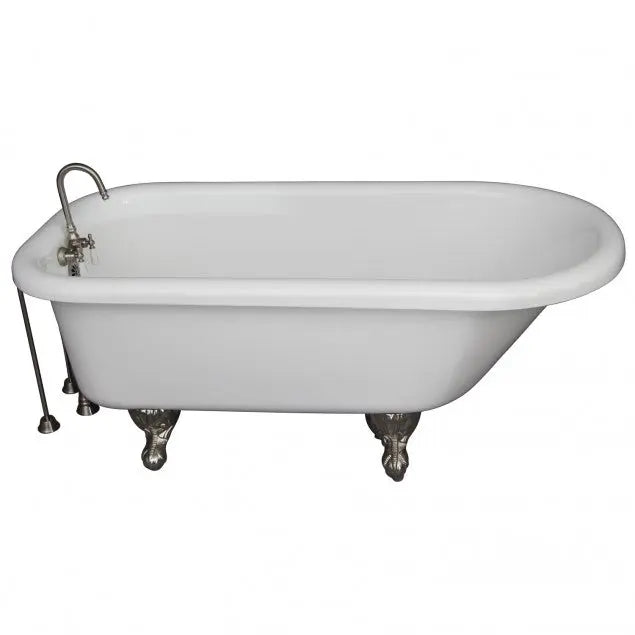 Barclay TKADTR67-WBN4 Asia 67″ Acrylic Roll Top Tub Kit in White – Brushed Nickel Accessories Barclay Products