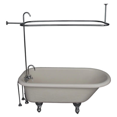 Barclay TKATR60-BCP1 Andover 60″ Acrylic Roll Top Premium Tub Kit in Bisque with Polished Chrome Accessories