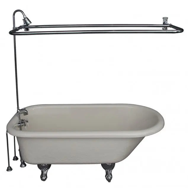 Barclay TKATR60-BCP4 Andover 60″ Acrylic Roll Top Tub Kit in Bisque – Polished Chrome Accessories