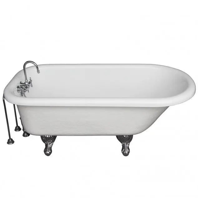 Barclay TKATR60-WCP10 Andover 60″ Acrylic Roll Top Tub Kit in White – Polished Chrome Accessories