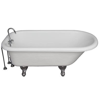 Barclay TKATR60-WCP9 Andover 60″ Acrylic Roll Top Tub Kit in White with Polished Chrome Accessories