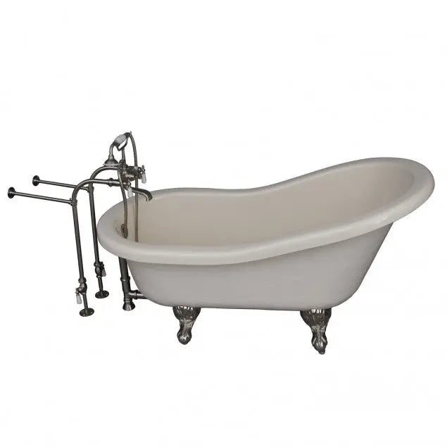 Barclay TKATS60-BBN1 Estelle 60″ Acrylic Slipper Tub Kit in Bisque – Brushed Nickel Accessories Barclay Products