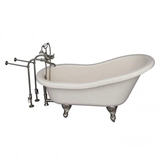 Barclay TKATS60-BBN2 Estelle 60″ Acrylic Slipper Tub Kit in Bisque – Brushed Nickel Accessories Barclay Products