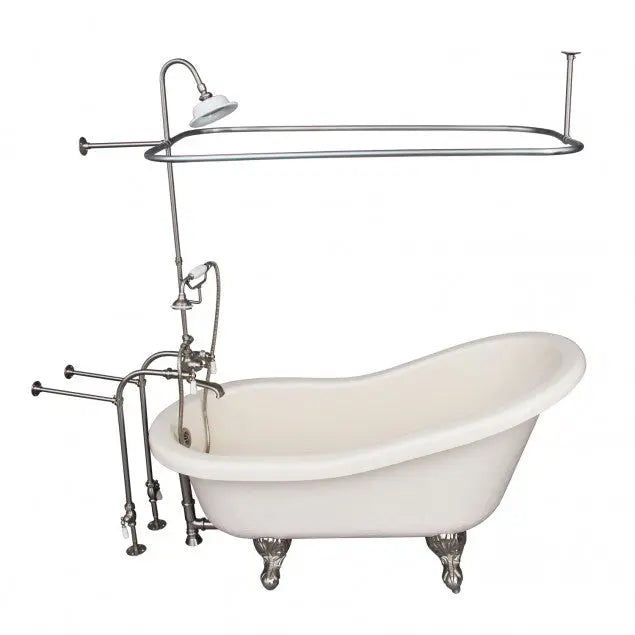 Barclay TKATS60-BBN3 Estelle 60″ Acrylic Slipper Tub Kit in Bisque – Brushed Nickel Accessories Barclay Products