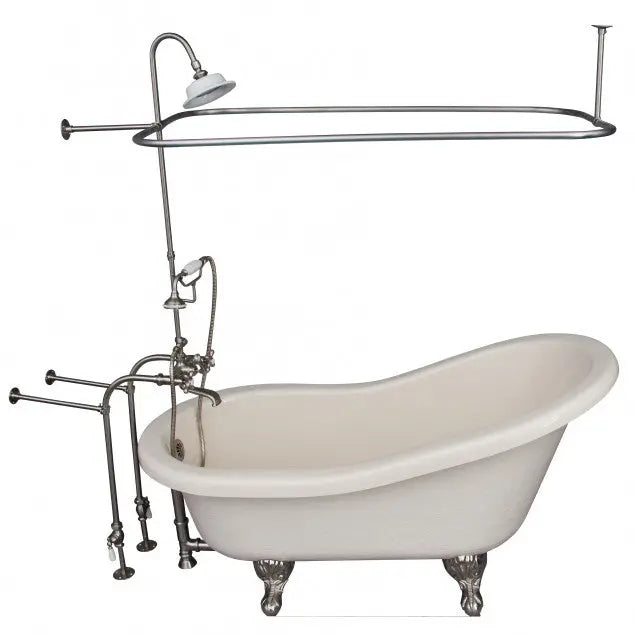 Barclay TKATS60-BBN4 Estelle 60″ Acrylic Slipper Tub Kit in Bisque – Brushed Nickel Accessories