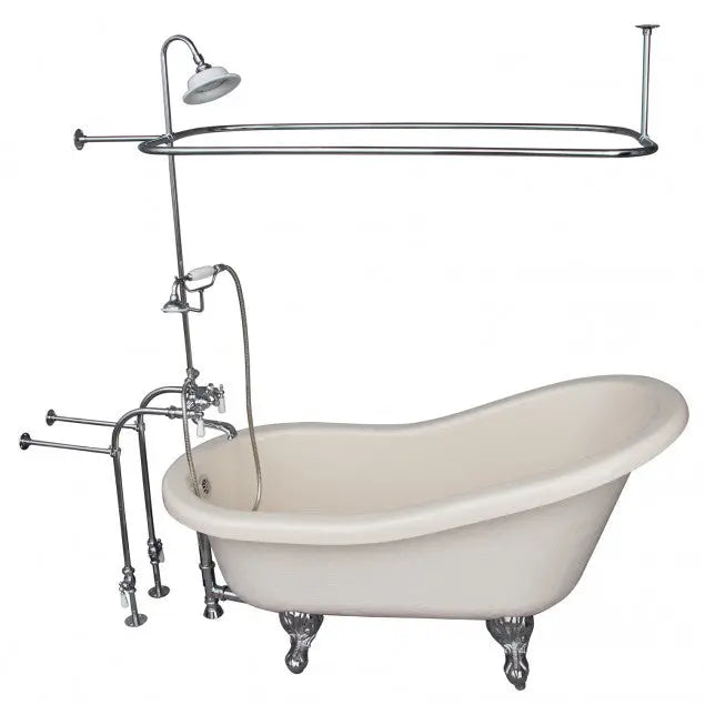 Barclay TKATS60-BCP3 Estelle 60″ Acrylic Slipper Tub Kit in Bisque – Polished Chrome Accessories