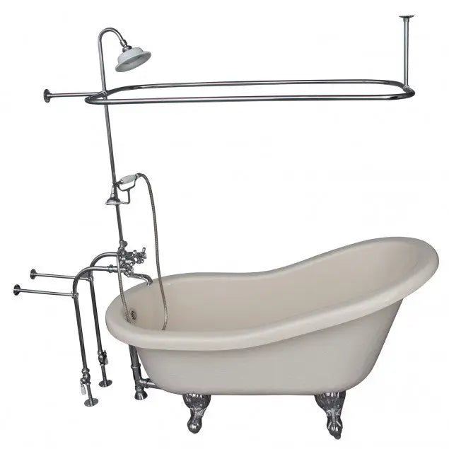 Barclay TKATS60-BCP4 Estelle 60″ Acrylic Slipper Tub Kit in Bisque – Polished Chrome Accessories