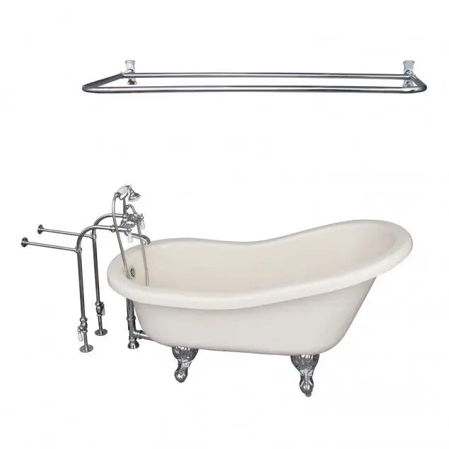 Barclay TKATS60-BCP5 Estelle 60″ Acrylic Slipper Tub Kit in Bisque – Polished Chrome Accessories