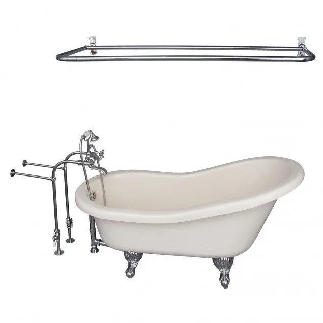 Barclay TKATS60-BCP6 Estelle 60″ Acrylic Slipper Tub Kit in Bisque – Polished Chrome Accessories