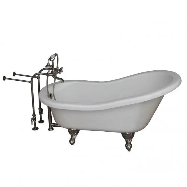 Barclay TKATS60-WBN2 Estelle 60″ Acrylic Slipper Tub Kit in White – Brushed Nickel Accessories