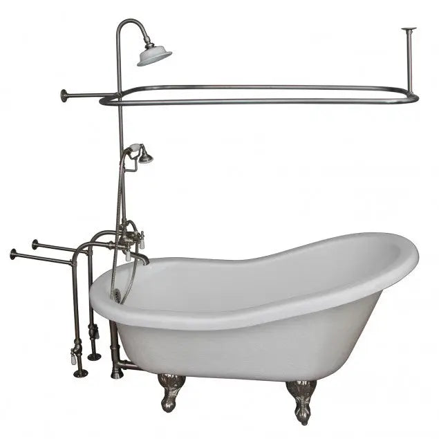 Barclay TKATS60-WBN3 Estelle 60″ Acrylic Slipper Tub Kit in White – Brushed Nickel Accessories