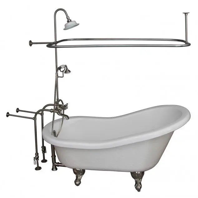 Barclay TKATS60-WBN4 Estelle 60″ Acrylic Slipper Tub Kit in White – Brushed Nickel Accessories