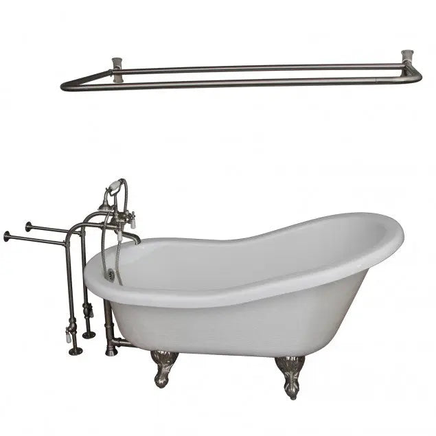 Barclay TKATS60-WBN5 Estelle 60″ Acrylic Slipper Tub Kit in White – Brushed Nickel Accessories