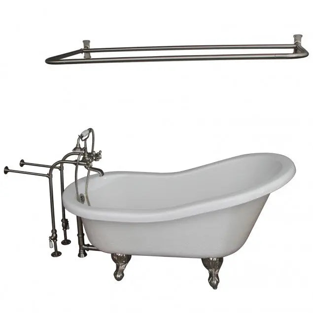 Barclay TKATS60-WBN6 Estelle 60″ Acrylic Slipper Tub Kit in White – Brushed Nickel Accessories