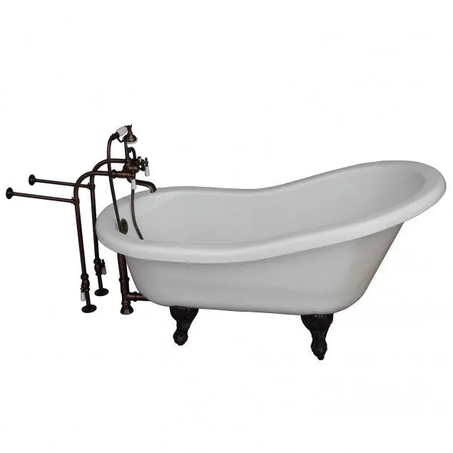 Barclay TKATS60-WORB1 Estelle 60″ Acrylic Slipper Tub Kit in White – Oil Rubbed Bronze Accessories