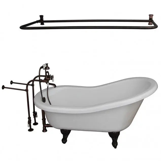 Barclay TKATS60-WORB5 Estelle 60″ Acrylic Slipper Tub Kit in White – Oil Rubbed Bronze Accessories