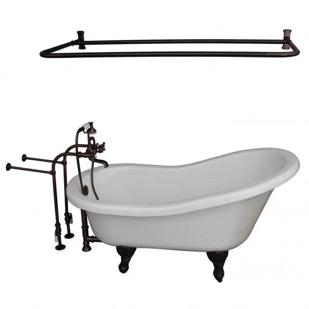 Barclay TKATS60-WORB6 Estelle 60″ Acrylic Slipper Tub Kit in White – Oil Rubbed Bronze Accessories