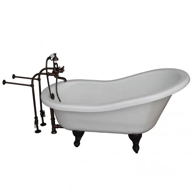 Barclay TKATS67-WORB2 Imogene 67″ Acrylic Slipper Tub Kit in White – Oil Rubbed Bronze