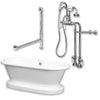 Cambridge Plumbing ADEP-398684-PKG-CP-NH Acrylic Double Ended Pedestal Bathtub 70" X 30" no Faucet Drillings and Polished Chrome Plumbing Package