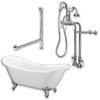 Cambridge Plumbing ADES-398684-PKG-CP-NH Acrylic Double Ended Slipper Bathtub 68" by 28" no Faucet Drillings and Polished Chrome Plumbing Package