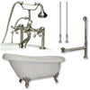 Cambridge Plumbing AST61-463D-6 Acrylic Slipper Bathtub 61" X 28" with 7" Deck Mount Faucet Drillings and Complete Plumbing Package