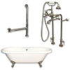 Cambridge Plumbing Acrylic Double Ended Clawfoot Bathtub 70" X 30" with no Faucet Drillings and Complete Plumbing Package
