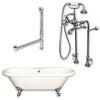 Cambridge Plumbing Acrylic Double Ended Clawfoot Bathtub 70" X 30" with no Faucet Drillings and Complete Plumbing Package