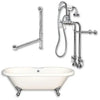 Cambridge Plumbing Acrylic Double Ended Clawfoot Bathtub 70" X 30" with no Faucet Drillings and Complete Polished Chrome Plumbing Package