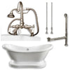 Cambridge Plumbing Acrylic Double Ended Pedestal Slipper Bathtub 68" X 28" with 7" Deck Mount Faucet Drillings and Complete Plumbing Package