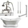 Cambridge Plumbing Acrylic Double Ended Pedestal Slipper Bathtub 68" X 28" with 7" Deck Mount Faucet Drillings and Complete Plumbing Package Cambridge Plumbing