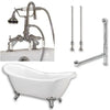 Cambridge Plumbing Acrylic Double Ended Slipper Bathtub 68" X 28" with 7" Deck Mount Faucet Drillings and Complete Polished Chrome Plumbing Package