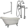 Cambridge Plumbing Acrylic Slipper Bathtub 67" X 28" with no Faucet Drillings and Complete Plumbing Package