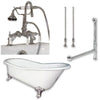 Cambridge Plumbing Cast Iron Slipper Clawfoot Tub 67" by 30" with 7" Deck Mount Faucet Drillings and Faucet Complete Polished Chrome Plumbing Package