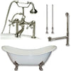 Cambridge Plumbing DES-463D-6-PKG Cast Iron Double Ended Slipper Tub 71" by 30" with 7" Deck Mount Faucet Drillings and Faucet Complete Package