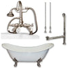Cambridge Plumbing DES-684D-PKG Cast Iron Double Ended Slipper Tub 71" X 30" with 7" Deck Mount Faucet Drillings and Faucet Complete Plumbing Package
