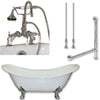 Cambridge Plumbing DES-684D-PKG Cast Iron Double Ended Slipper Tub 71" X 30" with 7" Deck Mount Faucet Drillings and Faucet Complete Plumbing Package