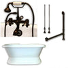 Cambridge Plumbing DES-PED-463D-2-PKG Cast Iron Double Ended Slipper Tub 71" X 30" with 7" Deck Mount Faucet Drillings and Complete Plumbing Package