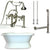 Cambridge Plumbing DES-PED-463D-6-PKG Cast Iron Double Ended Slipper Tub 71"X 30" with 7" Drillings and Faucet - Plumbing Package - Deck Mount Risers