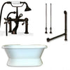 Cambridge Plumbing DES-PED-463D-6-PKG Cast Iron Double Ended Slipper Tub 71"X 30" with 7" Drillings and Faucet - Plumbing Package - Deck Mount Risers