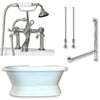 Cambridge Plumbing DES-PED-463D-6-PKG Cast Iron Double Ended Slipper Tub 71"X 30" with 7" Drillings and Faucet - Plumbing Package - Deck Mount Risers