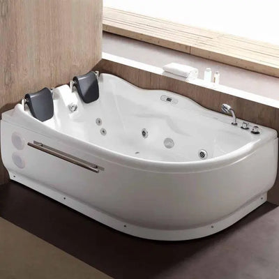 EAGO AM124ETL-R 71" Double Corner Acrylic White Jetted Jacuzzi Whirlpool Tub