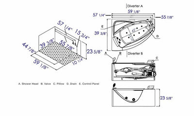 EAGO AM198ETL-R 5' Single Person Rounded Clear Corner Whirlpool Bathtub - Right Drain