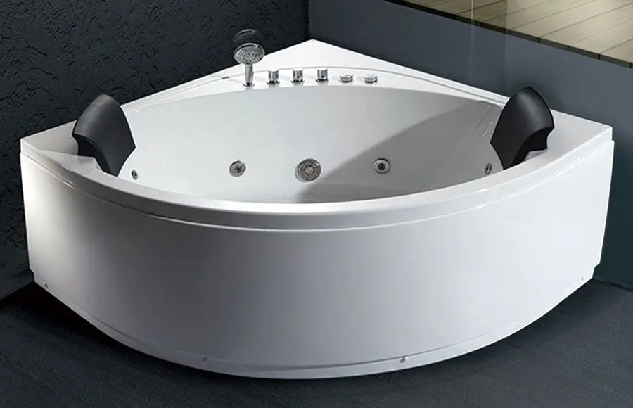 EAGO AM200 5' Rounded Modern Double Seat Corner Whirlpool Bath Tub with Fixtures