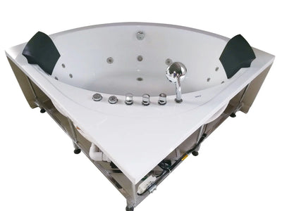 EAGO AM200 5' Rounded Modern Double Seat Corner Whirlpool Bath Tub with Fixtures Alfi Trade Inc