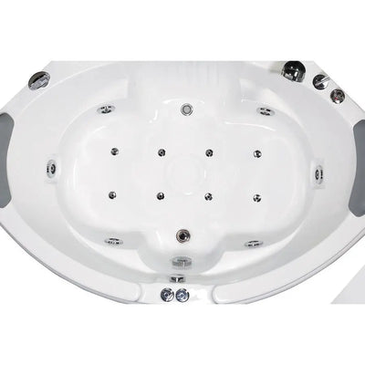 EAGO AM505ETL 61'' 2 Person 14 Jets Corner Waterfall White Whirlpool Bathtub