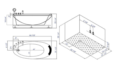 EAGO LK1104-L Acrylic White 6' Soaking Tub with Fixtures And Left Drain